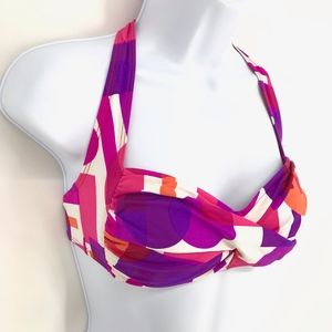 La Blanca Pink and Purple Twist Front Bikini Top